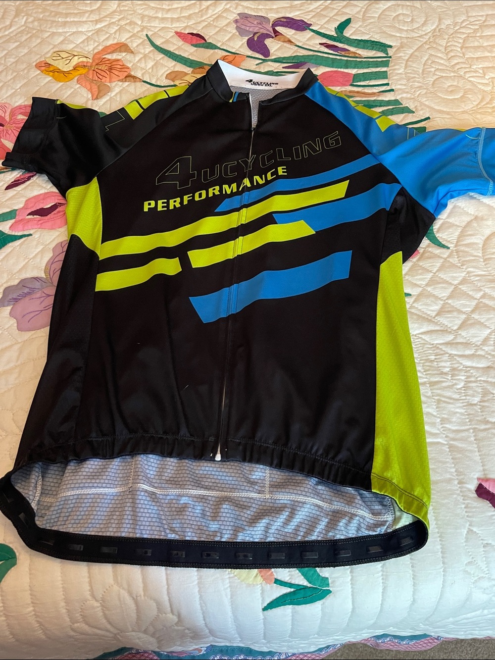 Performance Men’s Cycling Jersey - Black with Blue & Neon Green